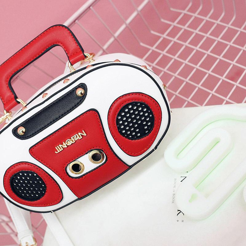 

Bags fashion women s bags 2025 summer new fashion rivets retro radio ins Internet celebrity shoulder messenger bag белый