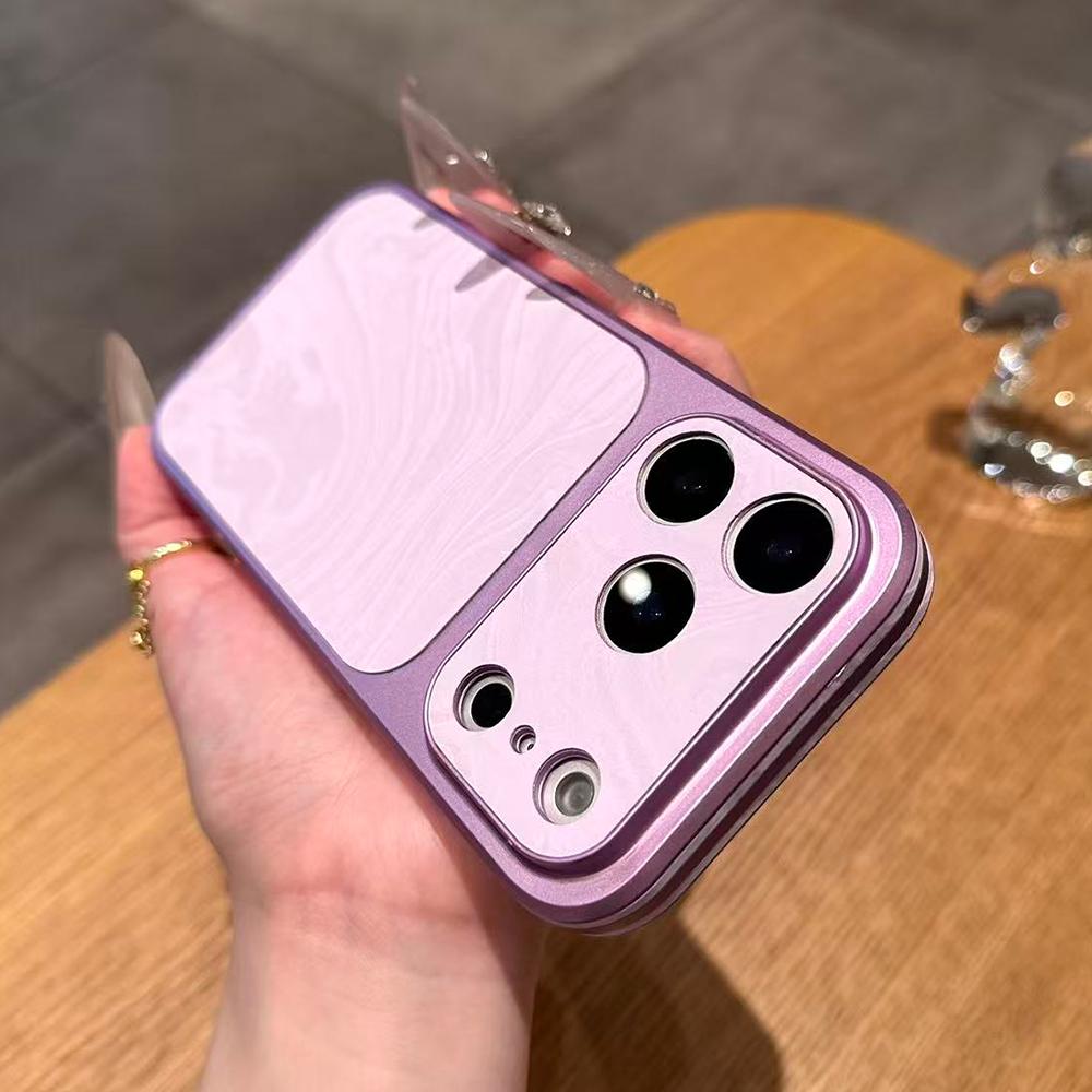 Fashion Water Ripple Large Window Case For iPhone 17 16 15 14 13 Pro Max Solid Color Shockproof Matte Bumper Protection Cover