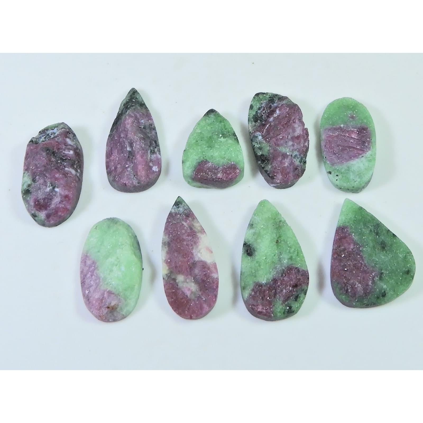 09Pcs Natural Ruby Zoisite Druzy Mix Cabochon Loose Gemstone Lot 140 Cts. C-2355