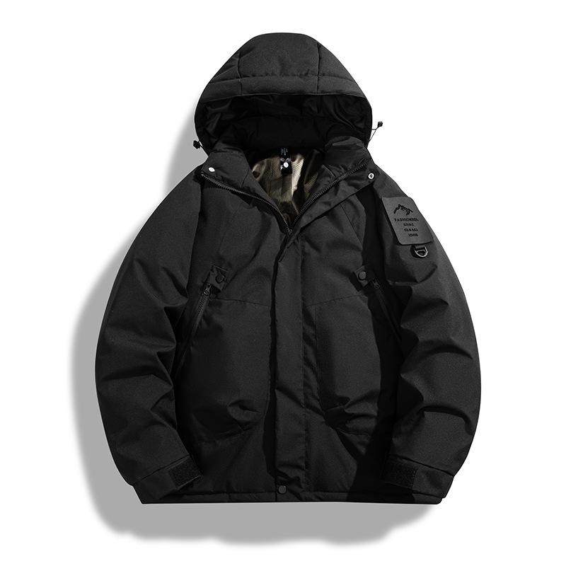 Men's Autumn and Winter Hooded Overalls Cotton Clothes Trendy Thickened Cotton Clothes