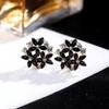 1 Pair New Sweet Color Sweet Small Fresh Flower Zircon Sparkling Diamond Exaggerated Fashion Temperament Earrings Korean Version