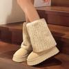 Fashion Women's Thick-Soled Fleece-Lined Mid-Calf Snow Boots - Wide-Foot Friendly, Warm Cotton Boots with Rubber Sole, Comfortable