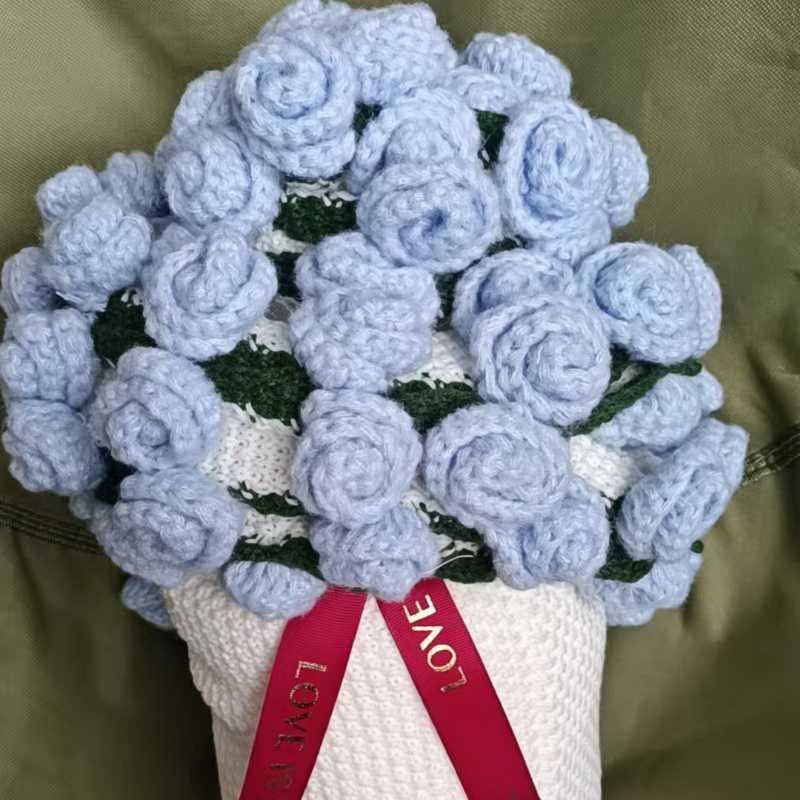 Handmade Rose and Lily Crochet Flower Blanket - Acrylic Yarn