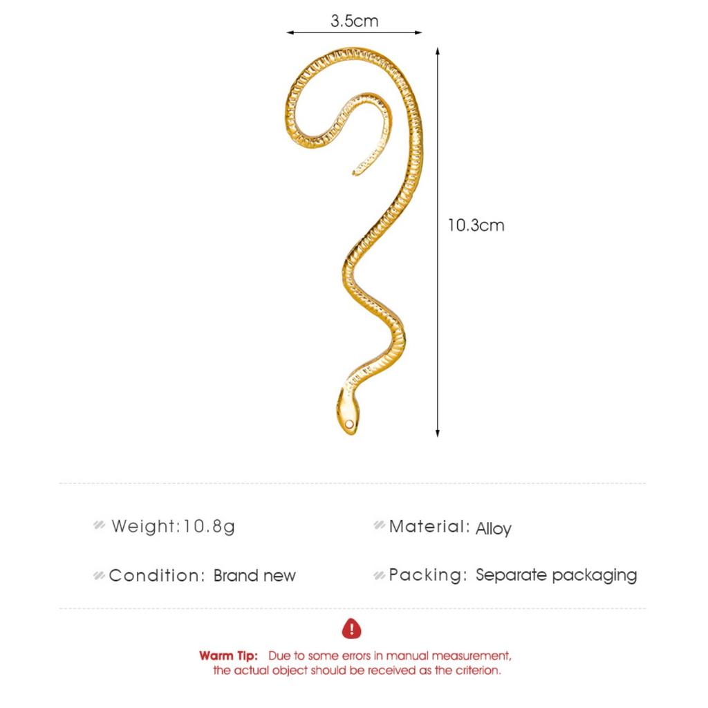 Snake Shaped Ear Cuff Textured Metal No Piercing Ear Wrap Clip for Women