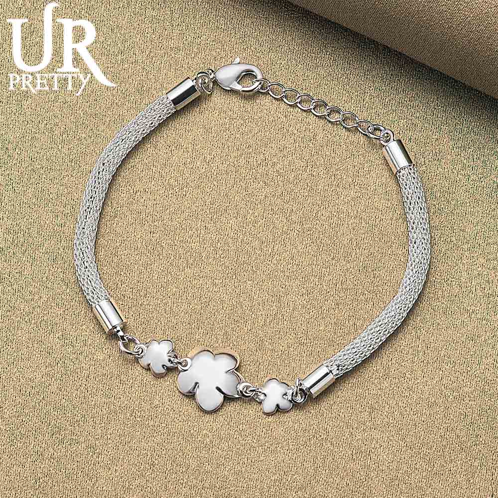 925 Sterling Silver Triple Plum Blossom Rose Bracelet Fashionable Wedding Jewelry