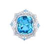 Sapphire inlaid zircon ring simulation Paraiba ruby ring European and American jewelry colored treasure ring