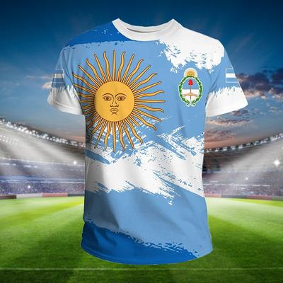 Camiseta con emblema nacional de Argentina para hombre y mujer, camiseta holgada de gran tamaño para ocio urbano, uniforme de Club de fútbol, moda de verano