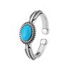 New Creative Literary Torem Blue   Copper Jewelry Elephant Carved Hollow Flower Opening Rings R159
