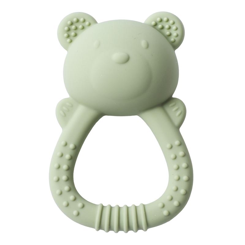 Silicone Teether For Babies Food-Grade Teething Toy Rattle 0-12 Months Baby Sensory Toy Bear Hand Bell Silicone Teething Toy