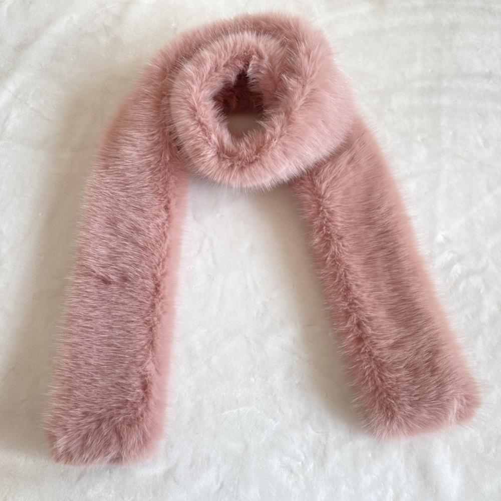 Autumn and Winter Extended Double-sided Plush Thickened Scarf Imitation Fur Fox Hair High-end Scarf Women's Warm and Thickened