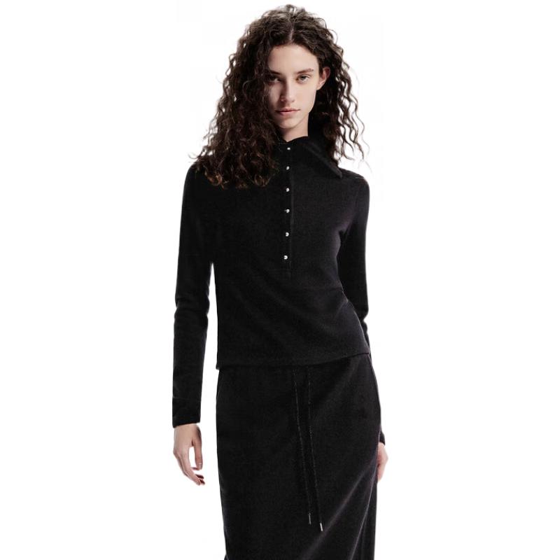 MO&Co. 2024 Autumn 100% Merino Wool High-Neck Knit Top S