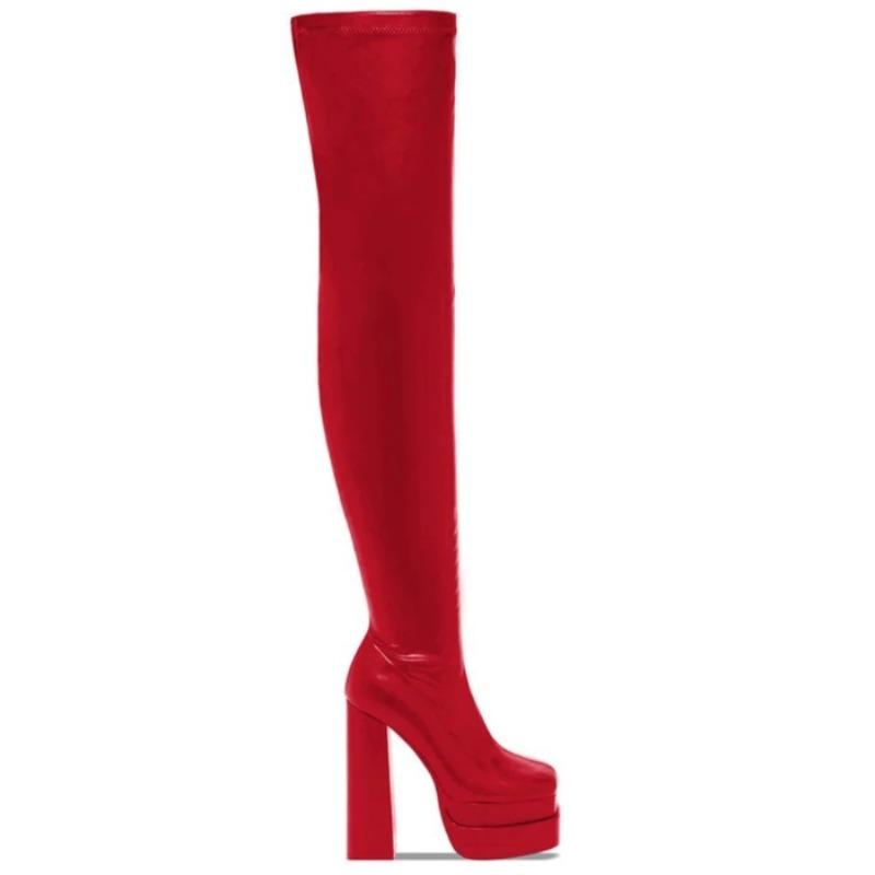 New Style Luxury Women Thigh High Boots Double Platform Black High Heels Over The Knee Boots Zip Sexy Long Shoes Boots for Woman