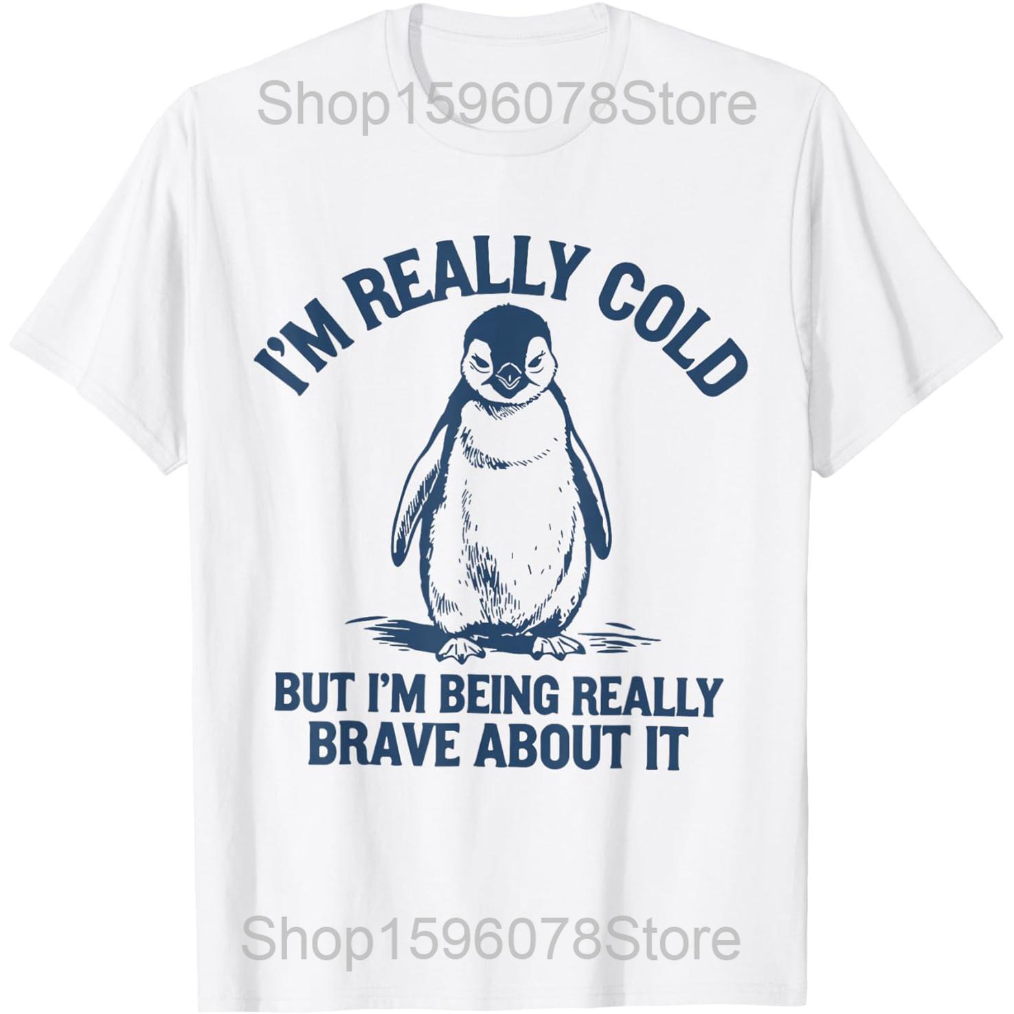 Three Penguin Moon Funny Birds Howling T Shirts Unisex Pure Cotton Humor Streetwear Tee Shirt Short Sleeve Unisex Loose Clothing S