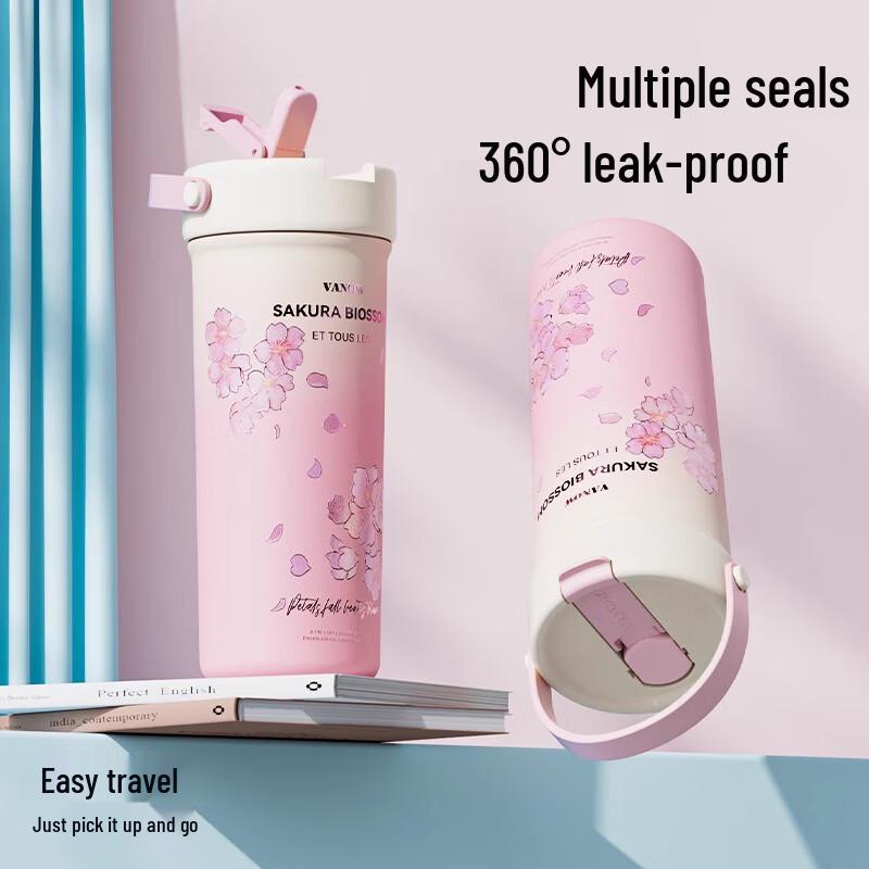 Vanow Cherry Blossom Ceramic Lined Insulated Cup