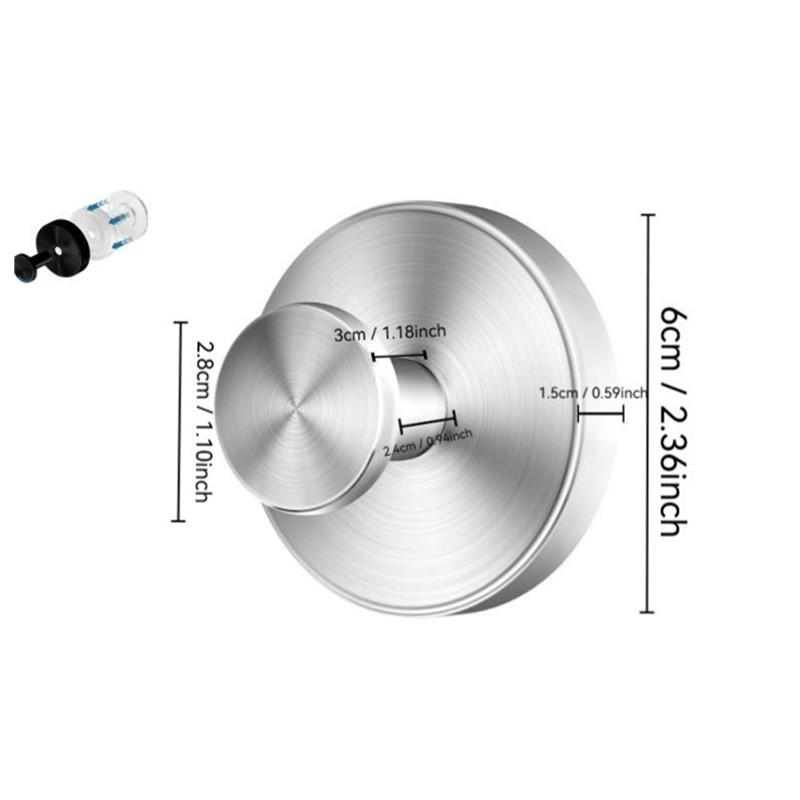 2/4Pcs Reusable Wall Mount Stainless Steel Suction Cup Hooks Waterproof Hangers for Home Office Bathroom
