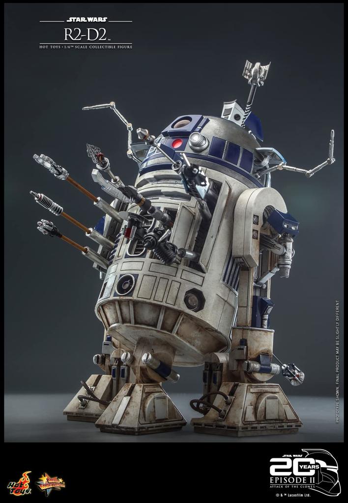 Hot Toys Movie Masterpiece Star Wars Episod Attack of the Clones Skala Ungefär 18 cm MMS651 II R2-D2 1/6 Figur, Vit, Lång,