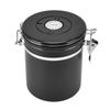 Airtight Coffee Canister Storage Jar Date Tracker CO2 Release Valve Stainless Steel Container Black