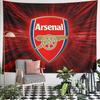 A red shield with a cannon emblem and "Arsenal" text, on a radiant backdrop. Patterned tapestry for bedroom and living room home decor