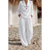 Women's Lapel Button Down Long Sleeve Top and Wide Leg Pants Set Solid Color Casual Two Piece Outfit