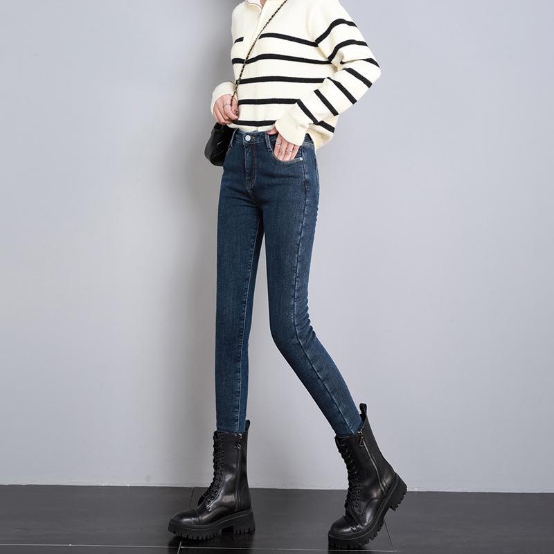 

High-Waisted Women s Fleece-Lined Slimming Jeans - Autumn/Winter 2023 Warm Pencil Pants 29