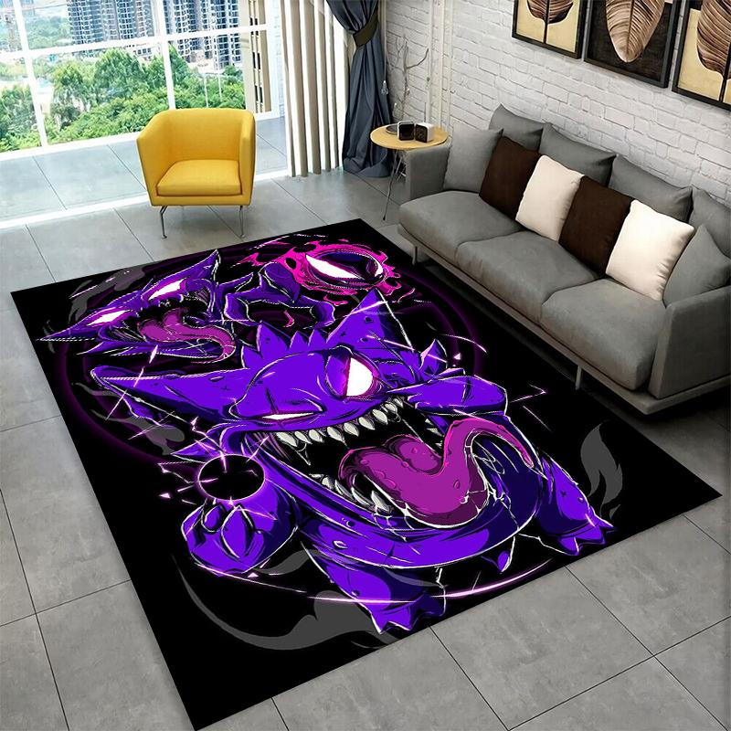 Cute Gengar Pokemon Cartoon Non-Slip Area Rug for Living Room,Bedroom,Playroom,Soft Carpet Floor Mat Home Decor Rug Kids Room