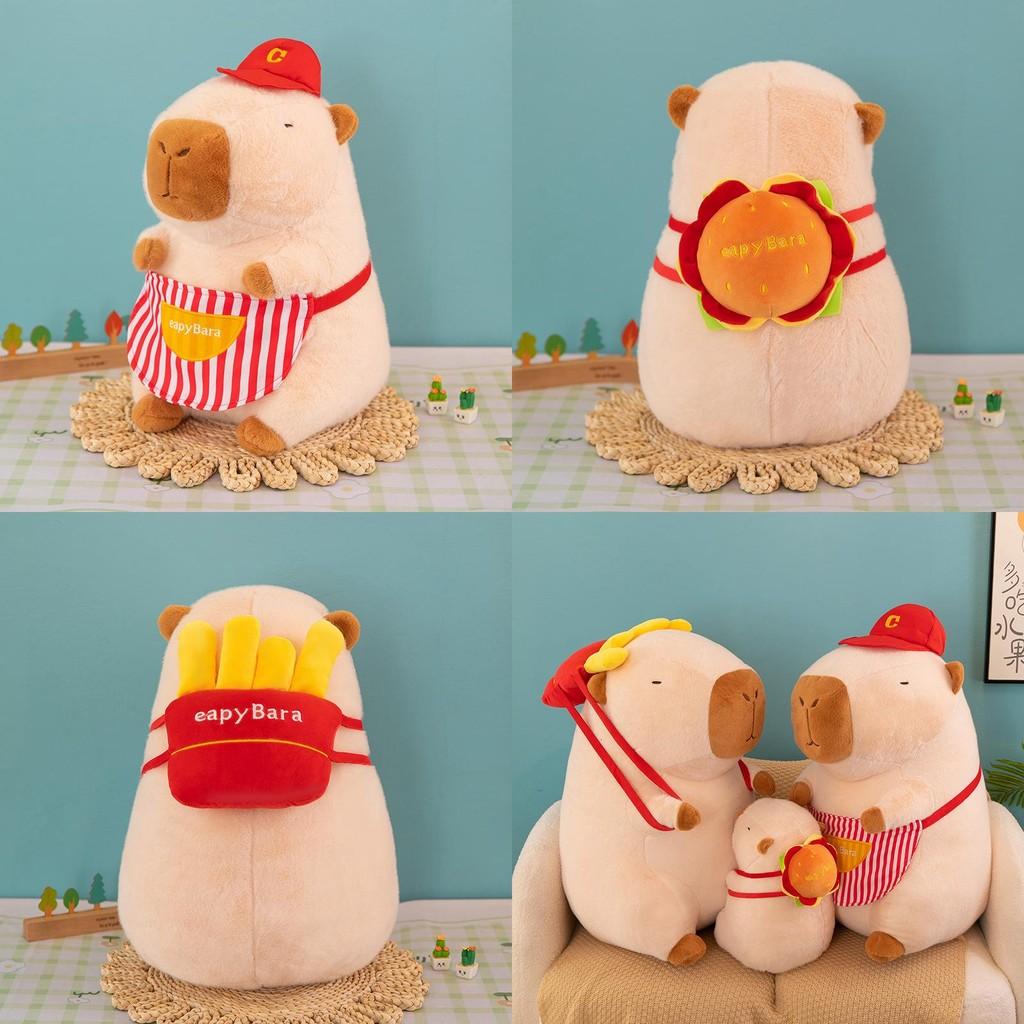 Burger Fries Capybara Apron Shaped Plush Doll Childrens Birthday Gift Home Decor