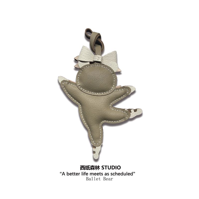 Handmade Ballet Bear Leather Bag Charm High-End Keychain Doll Bag Pendant