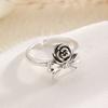 Retro Rose Vintage Flower Open Adjustable Index Ring Cross-Border Ins Popular Niche High Temperament Versatile Ladies Finger Ring