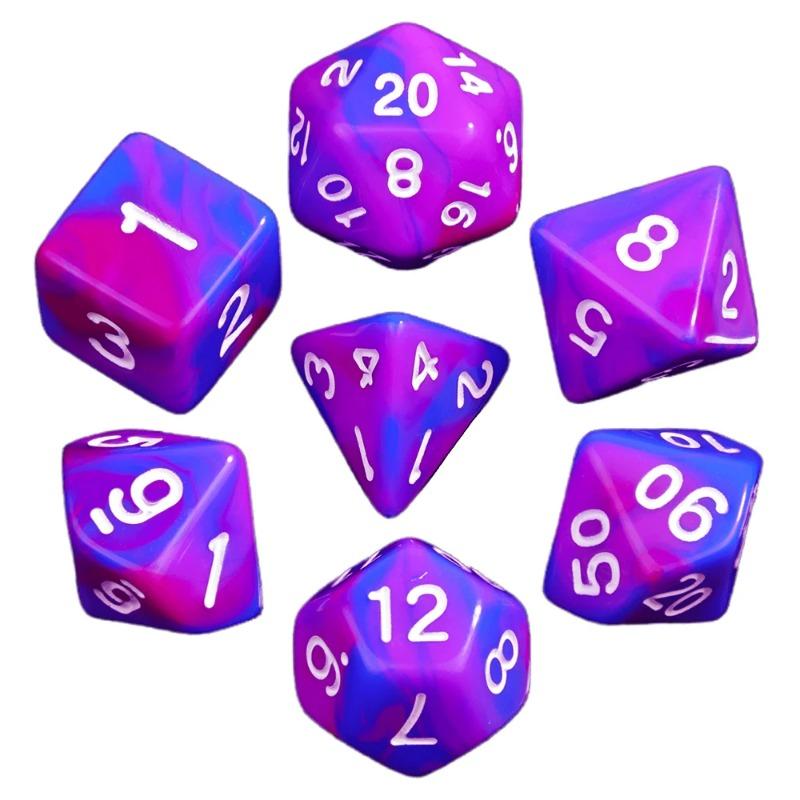 Beautiful Colorful Gaming Dice Collection of 7 Perfect Gift for DND Board Game Accessories Lovers