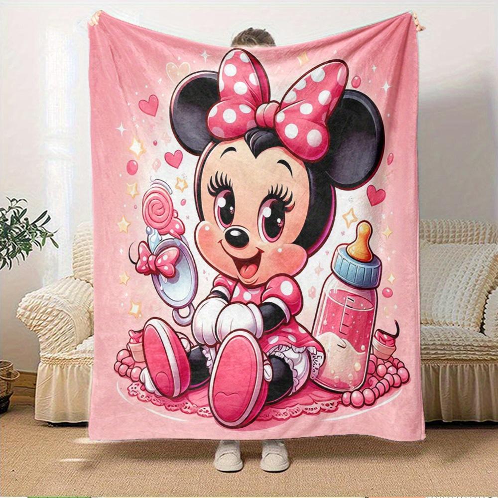 1pc Flannel Bedding Cover Blanket - Cute Minnie Design, Soft and Warm Sofa