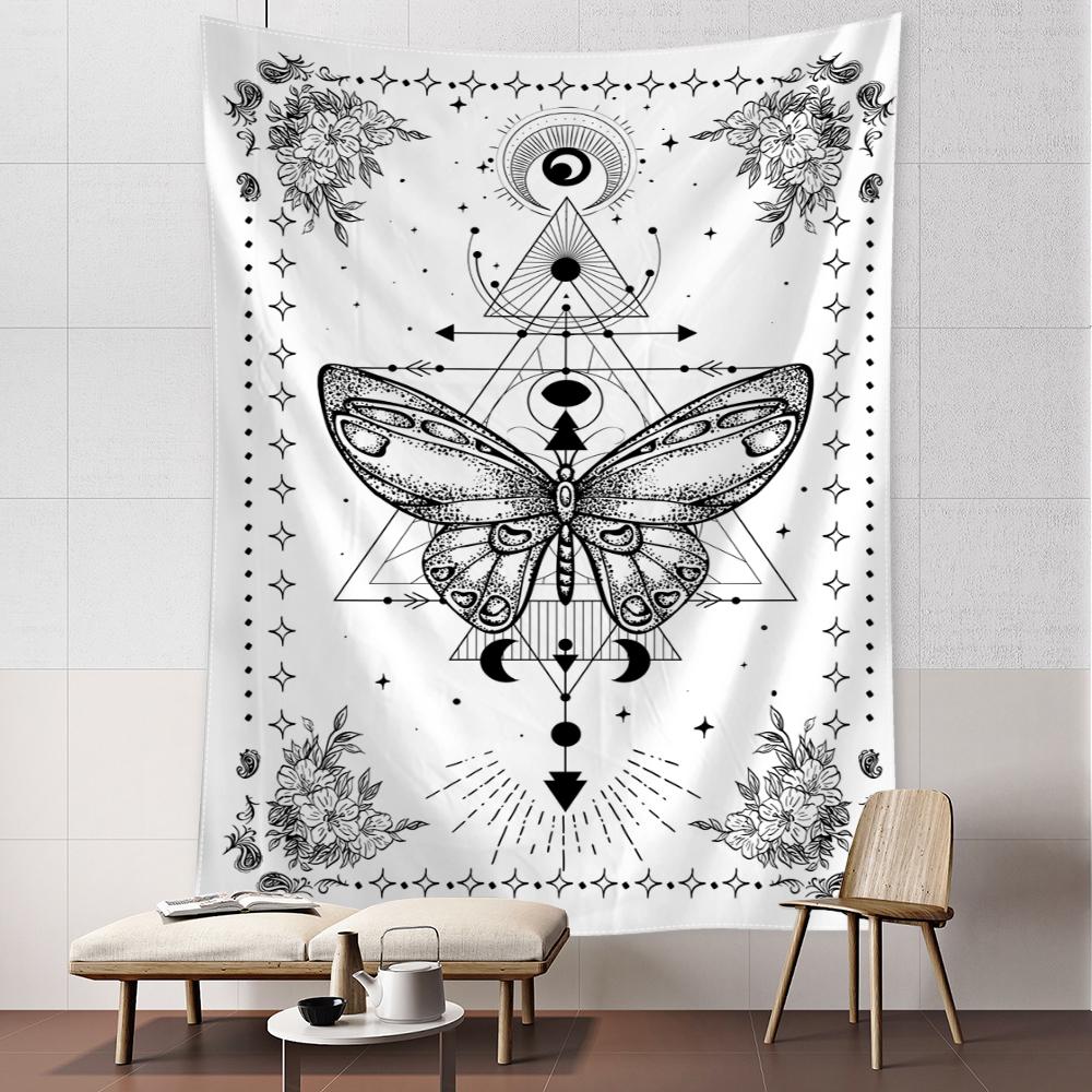 Kolorowy geometryczny motyl gobelin ścienny wiszący sztuka boho hipisowska Tapitz salon sypialnia wystrój domu
