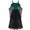 European & American Halloween Sleeveless Chiffon Color Block Dress