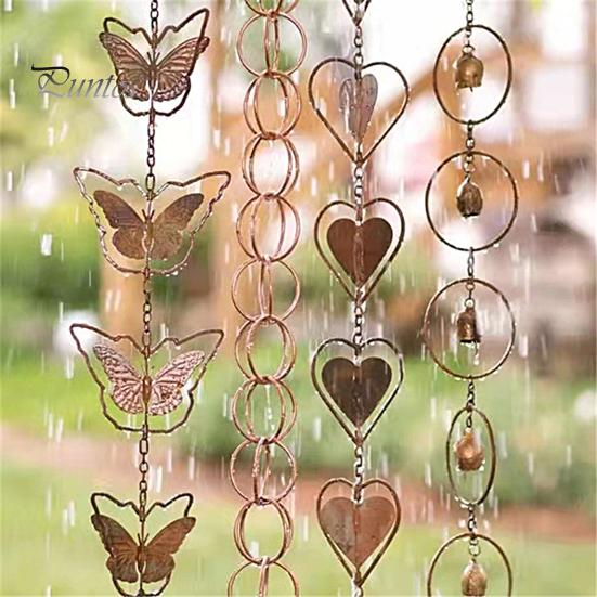 Metal Wind Chime Corrosion Resistant Eye-catching Exquisite Easy Installation Collectible Hanging Decorative Long Lasting Steel Leaves Rain Chain for