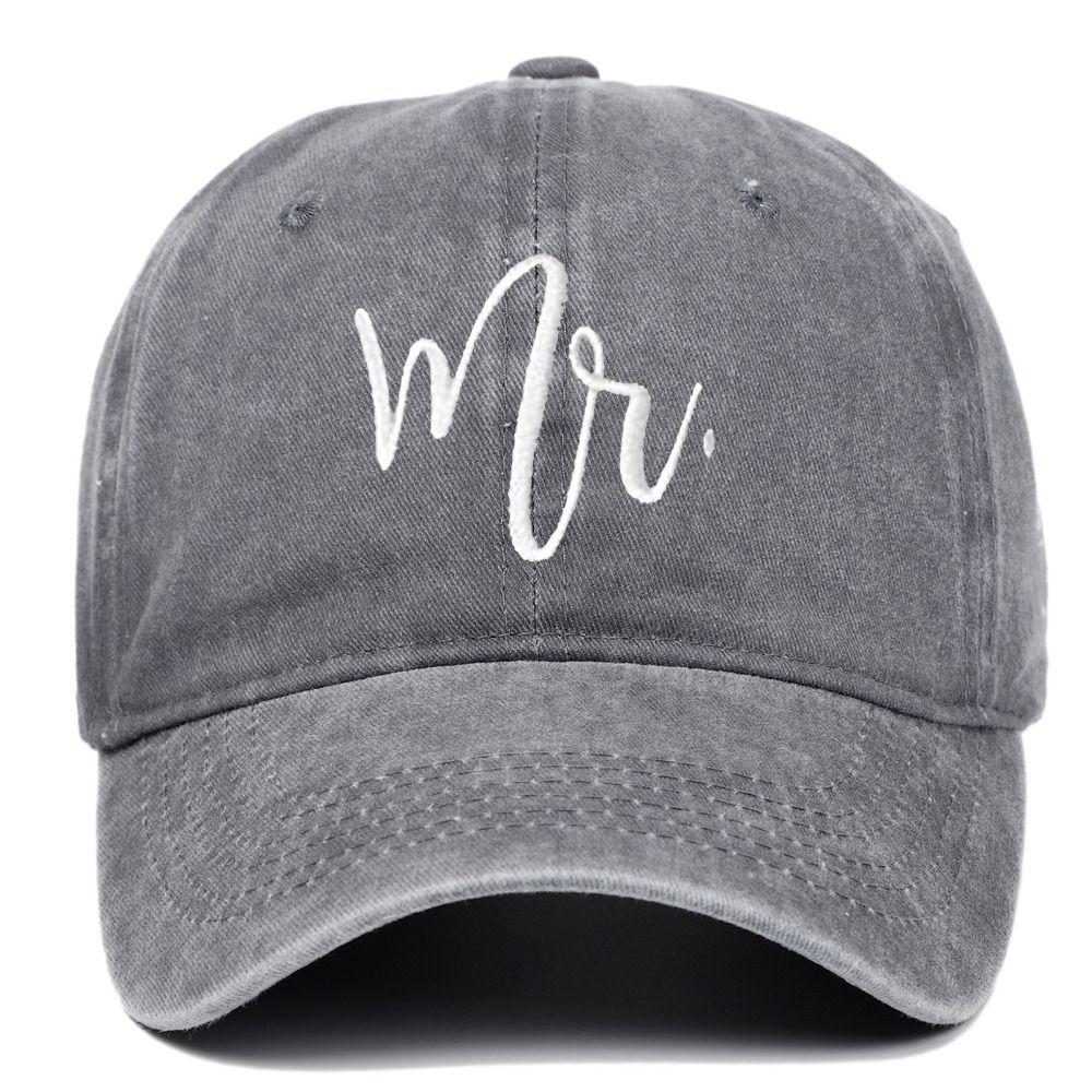 Adjustable Mr Mrs Embroidery Caps Washed Cotton Outdoor Sunscreen Hats Couple Baseball Hats