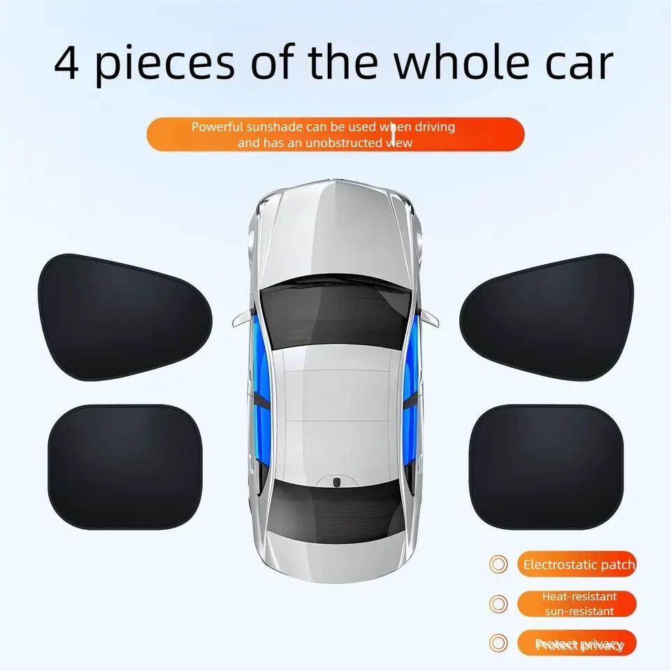 1Set Copertină Auto Autocolantă pentru Geam Lateral, Copertină de Soare pentru Mașină la Interior, Adsorbție Electrostatică, Perdea Laterală, Ecran Protector Termic pentru Mașină, Protecție Anti-Reflexie