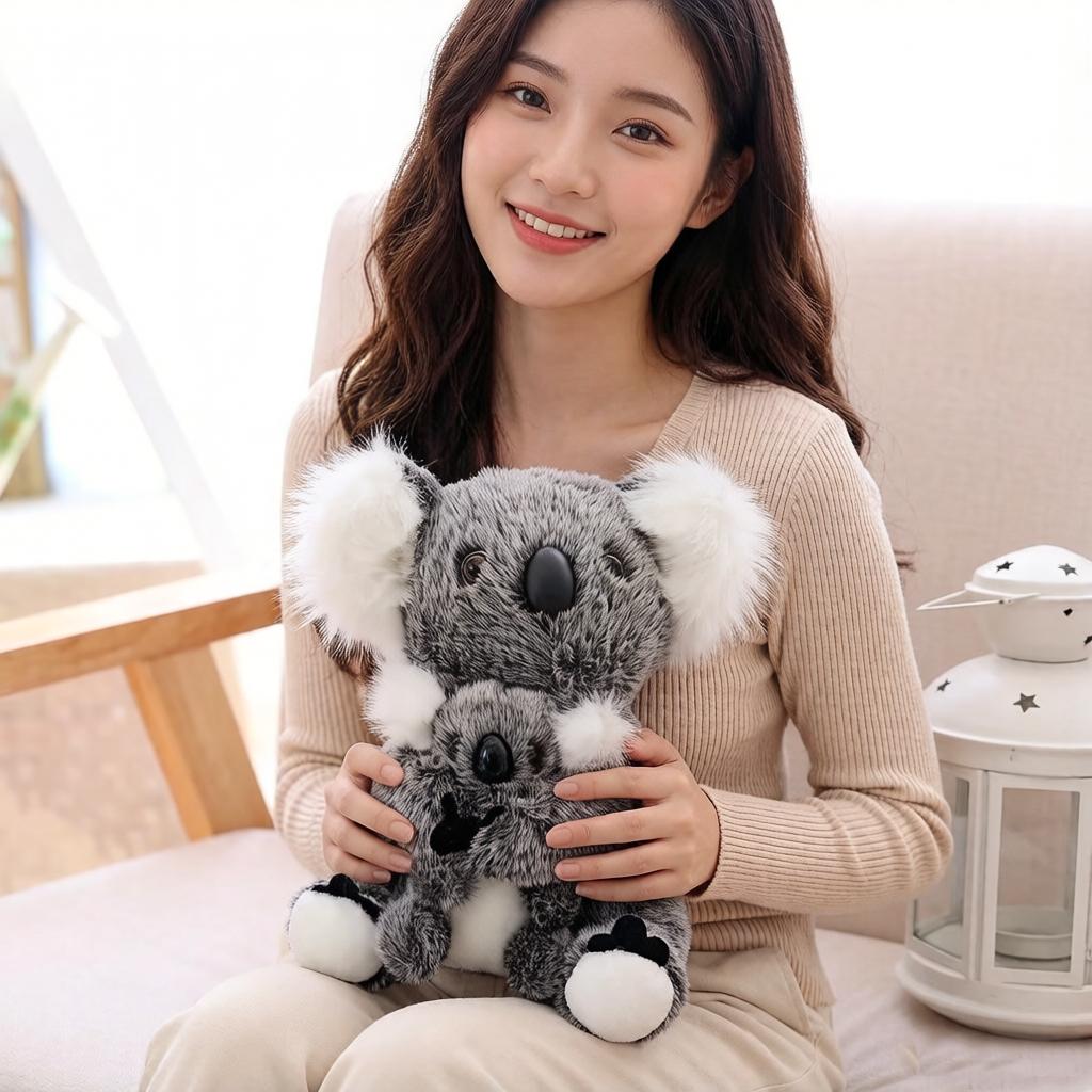 13~40Cm Sitting Koala Doll Stuffed Mother And Son Grey White Simulation Wild Zoo Animal Plushie Comforting Gift