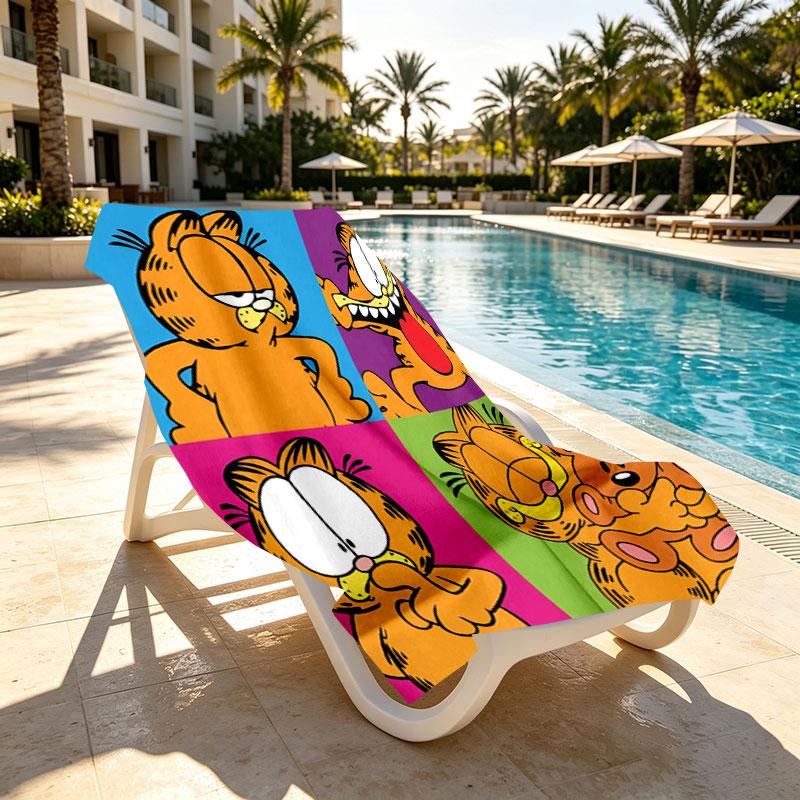 Garfield Print Beach Towel Design, Soft, Lightweight. for Home Bathroom, Spa, Pool, Yoga, Surfing, Camping, Gift for Family, Friend