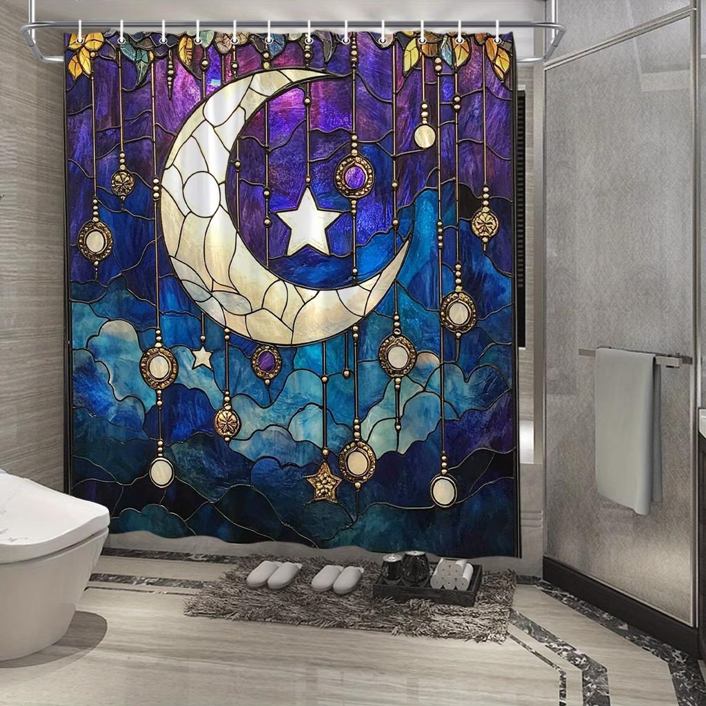 Diverse Style Shower Curtain With Hooks Easy Hang Waterproof Easy Clean For Home Hotel Apartment Bathroom