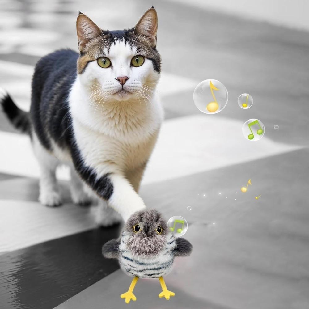 Electric Chirping Bird Touch Activated Squeaky Sound Flapping Bird Cat USB Rechargeable Automatic Dance Moving Pet