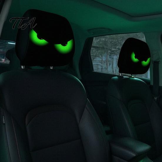 Breathable Polyester Headrest Protectors Car Cover, Funny Horror Cartoon Print, Stretchy Seat Universal Fit Vehicle Interior Decor Protector,