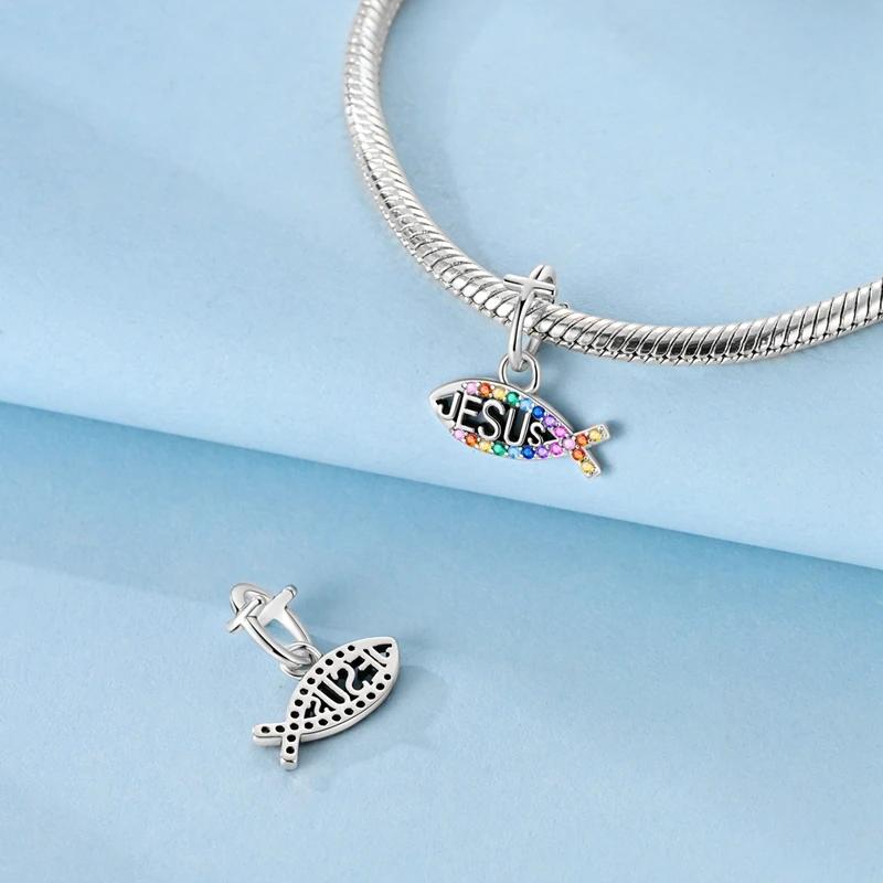 Charmscopperholy Light Jesus And Fish Beads Fit Plataoriginal Braceletwomen Jewellery Making Diy Gifts