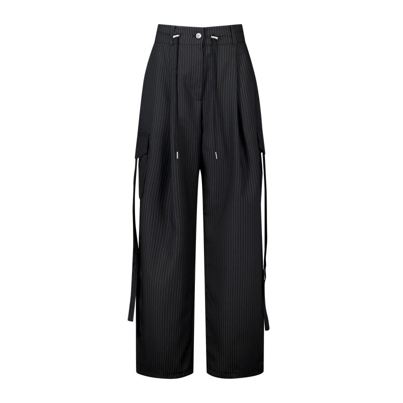 Yuibeu Signature Logo Striped Cargo Pants Black