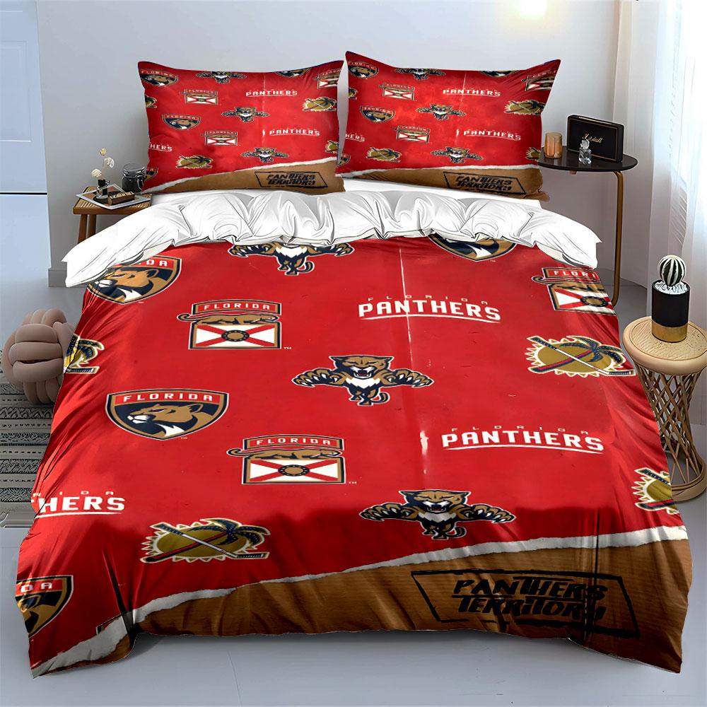Florida Panthers Red Bedding Design Print Bedding Set Duvet Cover Pillowcases (1* Duvet Cover 2* Pillowcases Do Not Include Comforter)