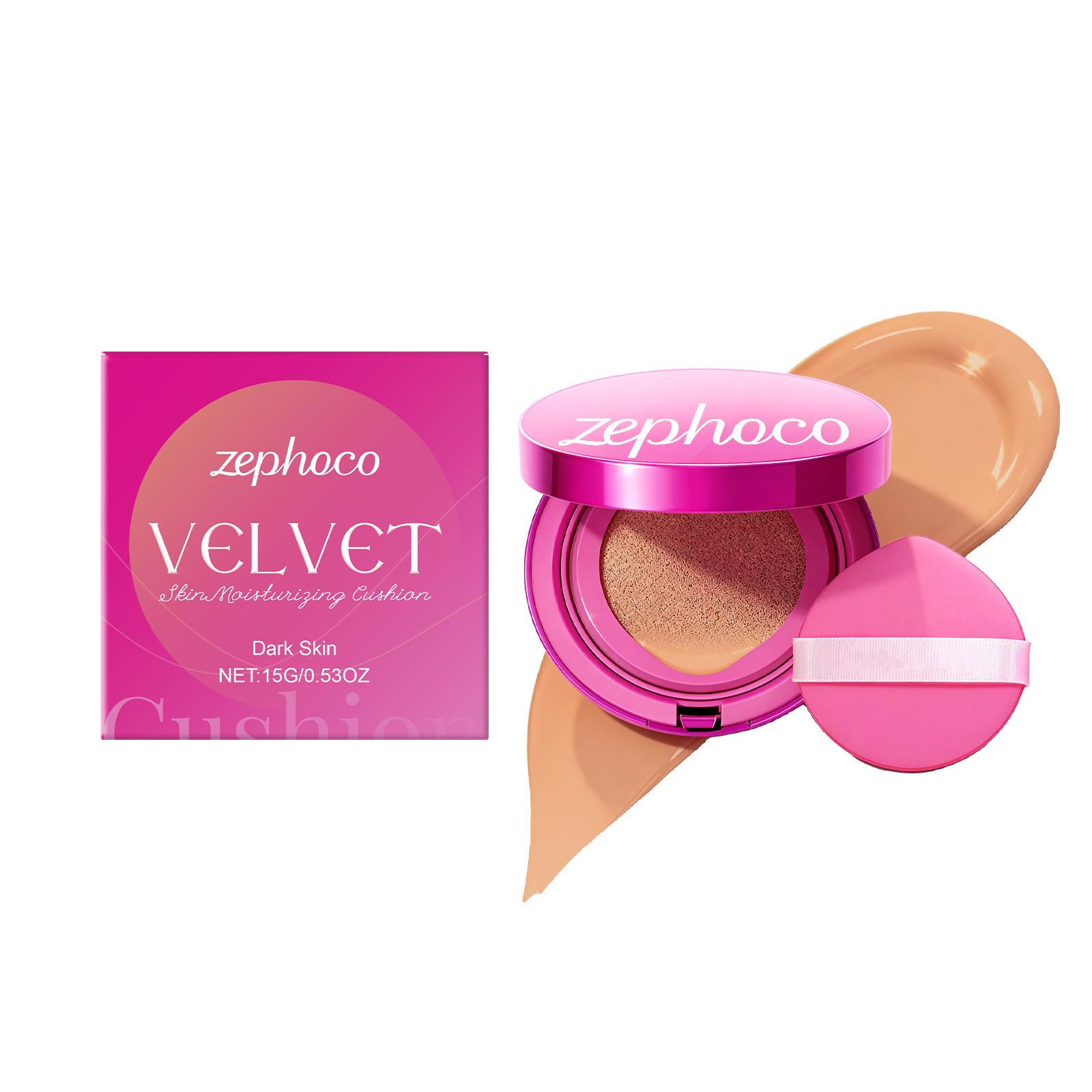 Zephoco Velvet Cushion Foundation: Lightweight, Moisturizing & Crease-Free Makeup for Natural Coverage.