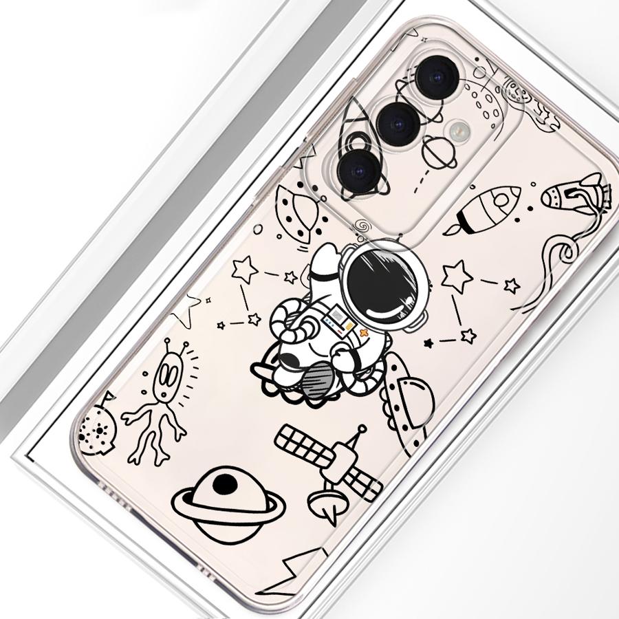 Kreslený roztomilý pouzdro astronaut pro Samsung Galaxy A34 A35 A14 A16 A56 A50 A54 A15 A55 A23 A36 A13 A33 A52 A25 A51 A52 A31 A26 A24