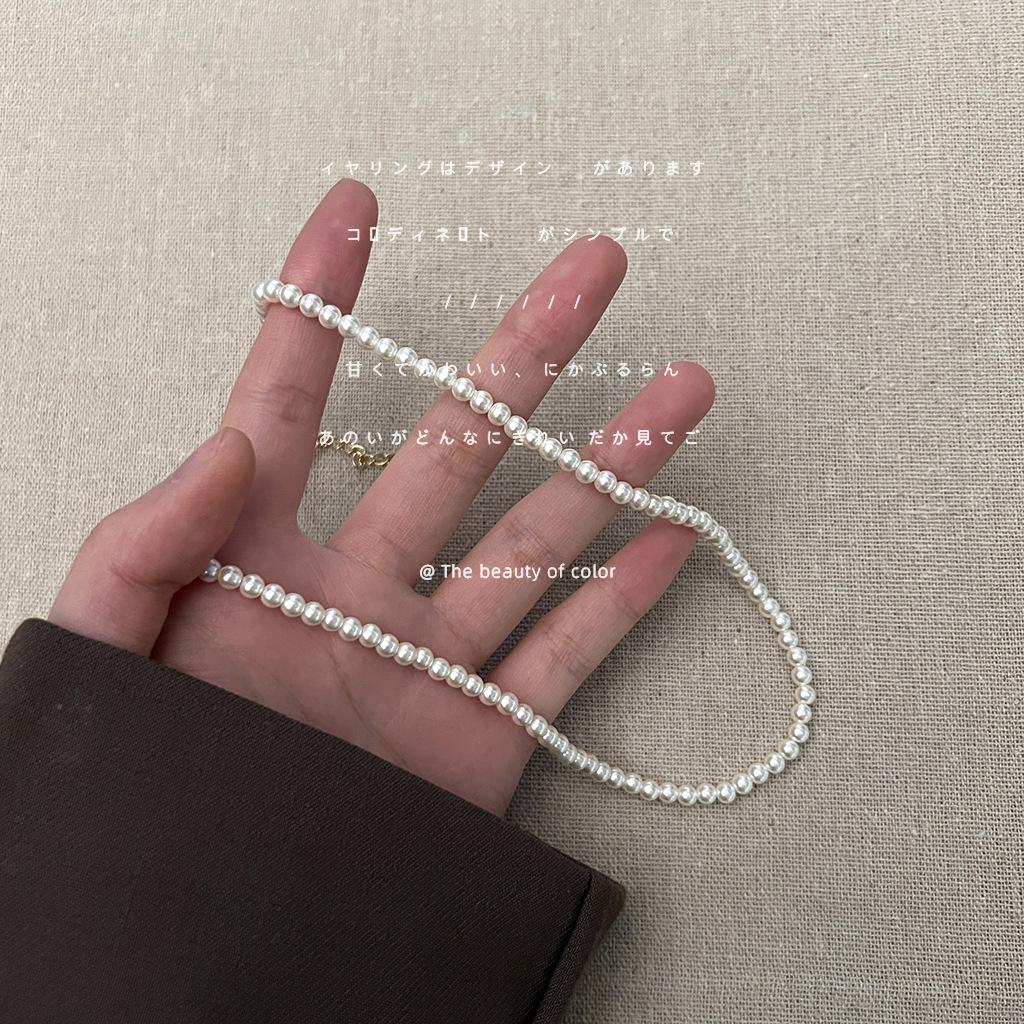 Popular high-quality Korean pearl necklace of the same style, light luxury French retro collarbone chain, neck chain