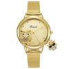 Gepersonaliseerde Mode Gouden Schelp Perzik Hart Uil Hanger Dames PU Riem Horloge Kwarts Meerkleurig
