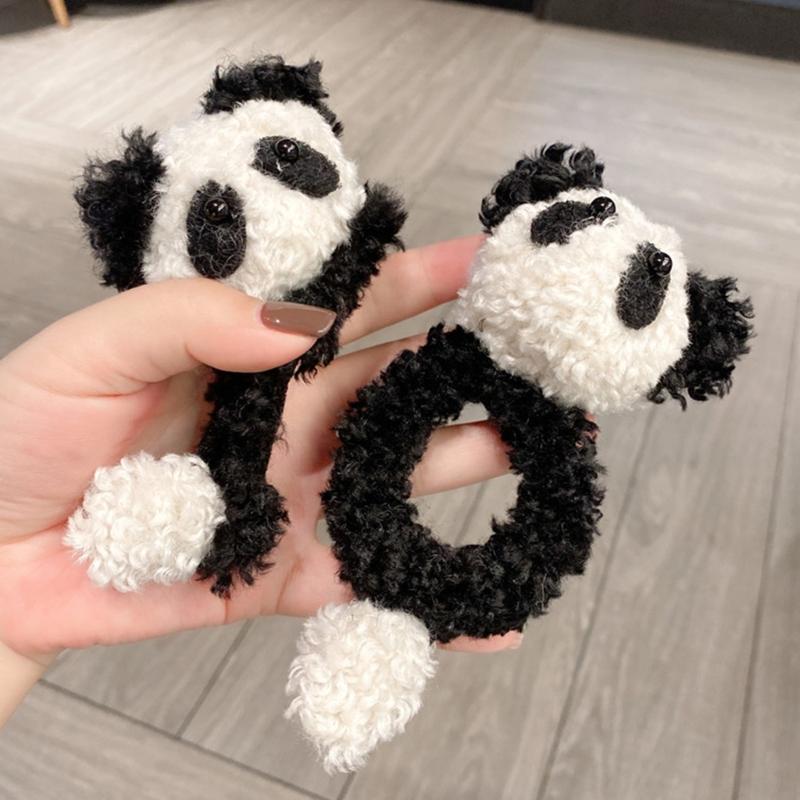 Plüsch-Panda-Form Haarspange/Haargummi/Stirnband Weihnachten Karneval Haargummi für Damen Teenager beim Fotografieren Rutschfest