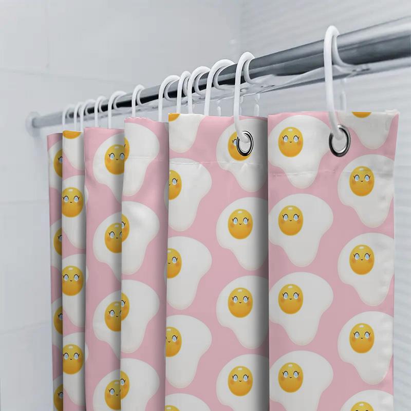 Cute Egg Pattern Shower Curtain Farmhouse Bathroom Decor Waterproof Fabric Liner Vintage Rustic Kitchen Backdrop
