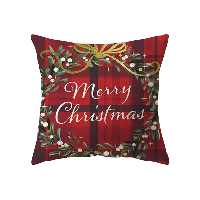 Christmas Theme Cute Christmas Elk Print Pattern Cushion Cover Home Living Room Sofa Decoration Polyester Pillow Pillow Cover